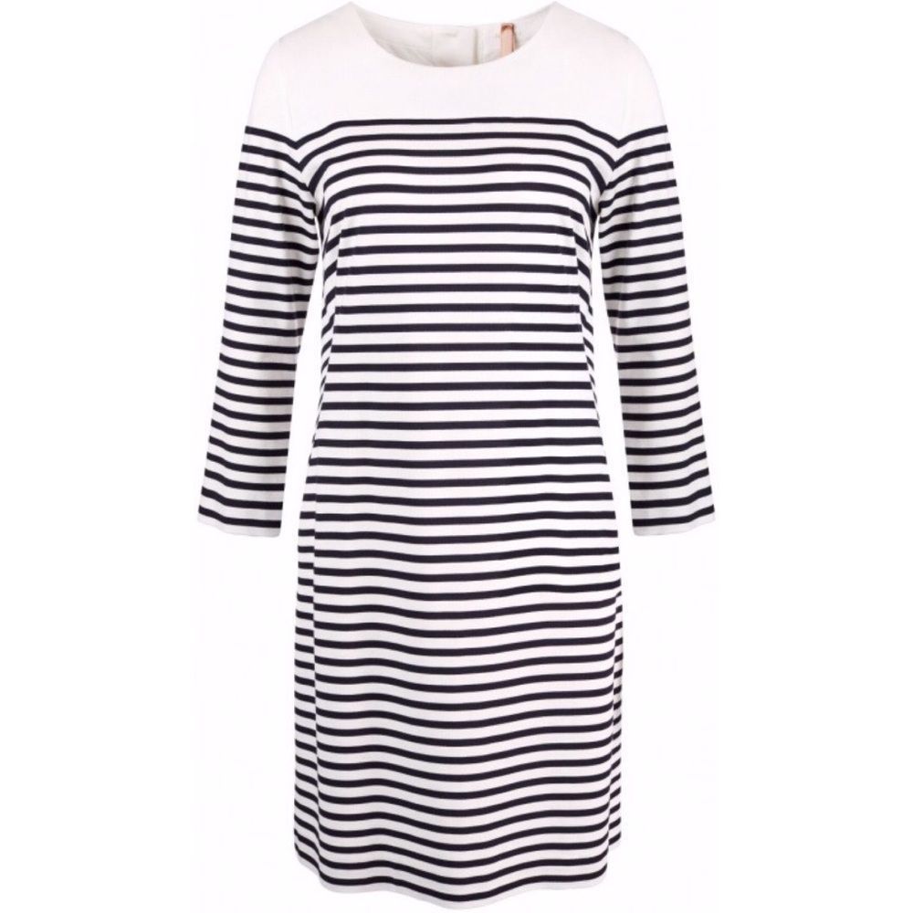 Marc Cain Addition Blue White Striped A Line Dress